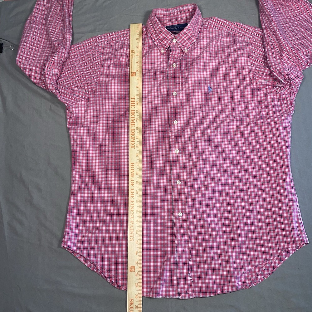 RALPH LAUREN Pink Multicolor Plaid Classic Fit Long Sleeve Button Up Shirt L - Picture 5 of 10